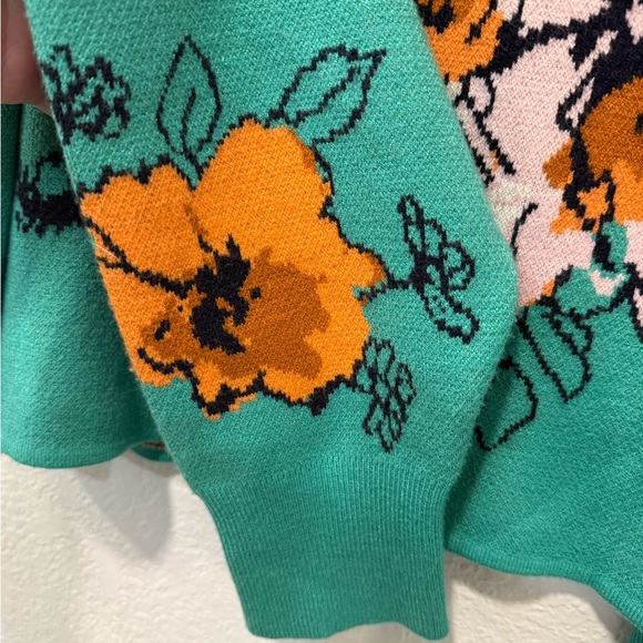 Anthropologie Maeve The Sonal Nathwani Camryn Cropped Crewneck Sweater Green - Picture 6 of 8